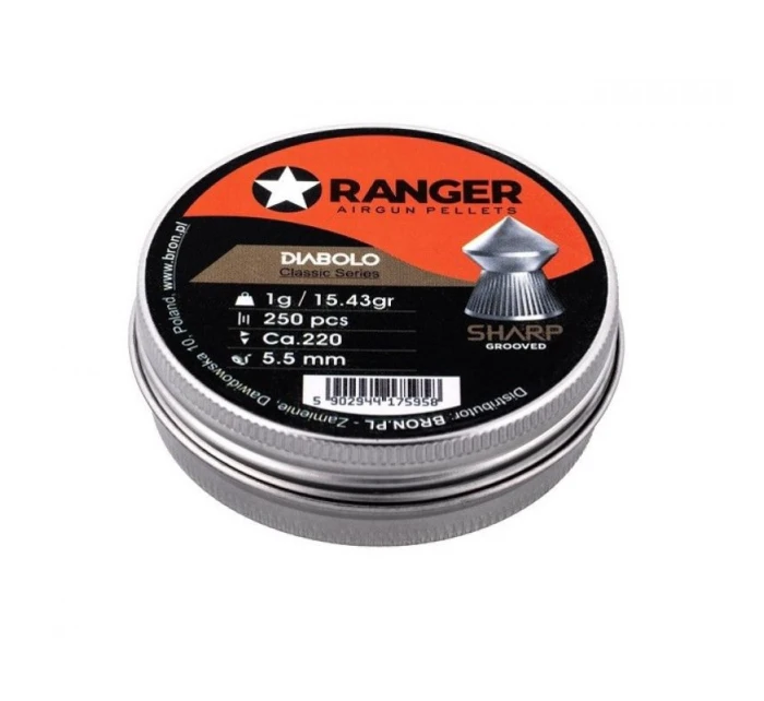 5,5 mm RANGER Diabolo Sharp Point 250 kuliček 1,00 g
