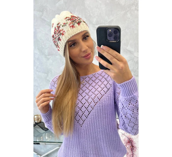 Dámská čepice Florence K350 ecru+red Dámská čepice Florence K350 ecru+red