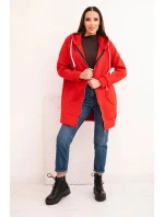 Zateplená dámská mikina s kapucí a zipem červená Zateplená dámská mikina s kapucí a zipem červená