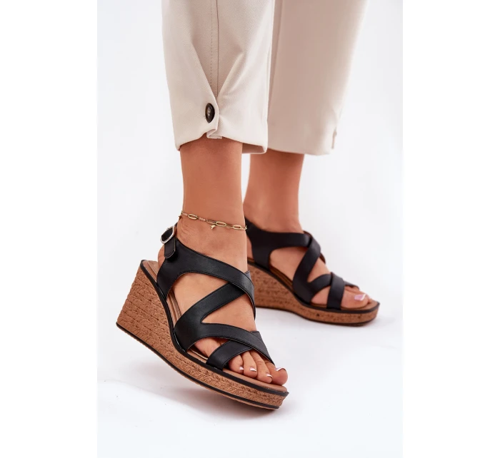 Dámské Sandály Na Klínu Sergio Leone SK223 Černé