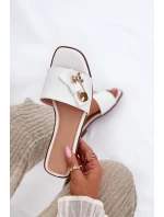 Dámské Pantofle Na Plochém Podpatku S Mašlí Bílé Sallariela Dámské Pantofle Na Plochém Podpatku S Mašlí Bílé Sallariela