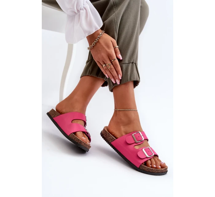 Dámské pantofle s přezkami Fuchsia Oliena