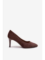 Dámské eko-semišové lodičky Sergio Leone – čokoládové 