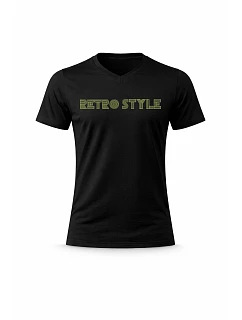Pánské bavlněné tričko s potiskem - RETRO STYLE - černé