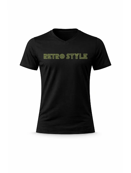 Pánské bavlněné tričko s potiskem - RETRO STYLE - černé Pánské bavlněné tričko s potiskem - RETRO STYLE - černé