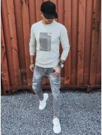 Pánská mikina s potiskem béžová model 21966034 - Dstreet Pánská mikina s potiskem béžová model 21966034 - Dstreet