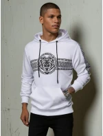 Pánská mikina s kapucí s potiskem bílá FashionStreet BX5573 Pánská mikina s kapucí s potiskem bílá FashionStreet BX5573
