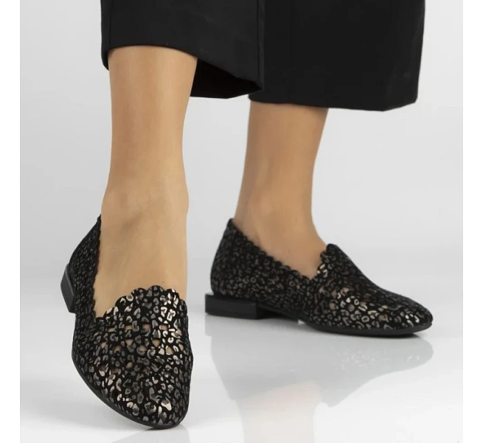 Dámské černé prolamované kožené polobotky Filippo DP7710 Dámské černé prolamované kožené polobotky Filippo DP7710