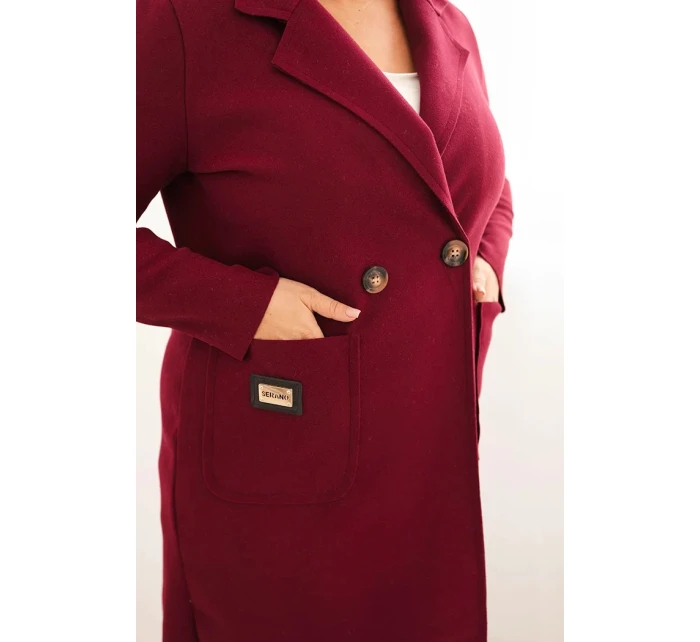 Dámský elegantní plášť Plus Size s límcem a velkými kapsami model 21468732 - K-Fashion Dámský elegantní plášť Plus Size s límcem a velkými kapsami model 21468732 - K-Fashion