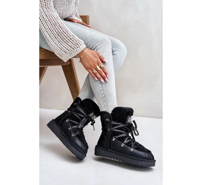 Voděodolné sněhové boty na platformě veganské D.Franklin DFSH370004 černé