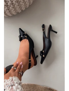 Dámské sandály na podpatku s ozdobným detailem černé Brienne