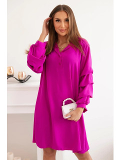 Oversized šaty s ozdobnými rukávy fialové