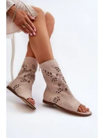 Zazoo dámské semišové sandály se svrškem na zip, béžová Zazoo dámské semišové sandály se svrškem na zip, béžová