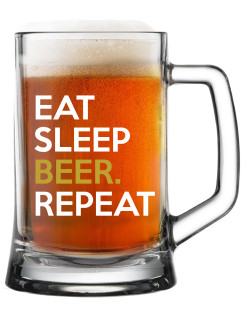 EAT SLEEP BEER. REPEAT - pivní sklenice 0,5 l