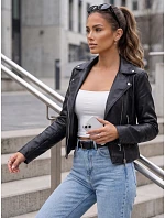 Dámská bunda ve stylu Ramones z ekologické kůže, černá, FashionStreet TY5718 Dámská bunda ve stylu Ramones z ekologické kůže, černá, FashionStreet TY5718