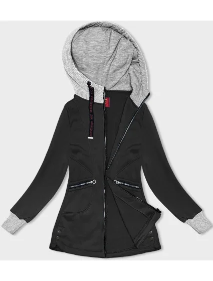 Černá dámská mikina se kapucí model 18966872 - LHD Černá dámská mikina se kapucí model 18966872 - LHD