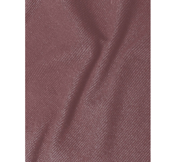 Vypasované žebrované šaty ve špinavě růžové barvě s kulatým výstřihem (5131-35)