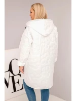 Dámská bunda Plus Size prošívaná s kapucí a nápisem HOPE bílá