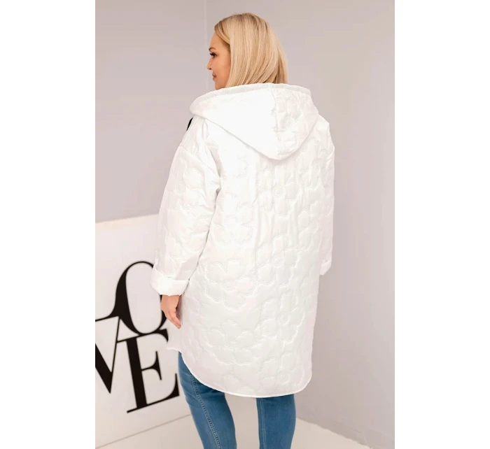 Dámská bunda Plus Size prošívaná s kapucí a nápisem HOPE bílá