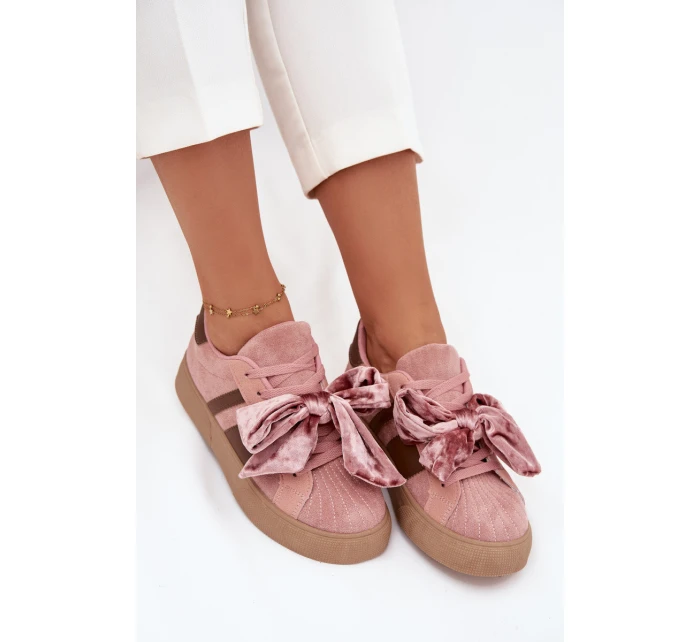 Dámské tenisky s mašlí růžové model 21710139 - Boto Dámské tenisky s mašlí růžové model 21710139 - Boto