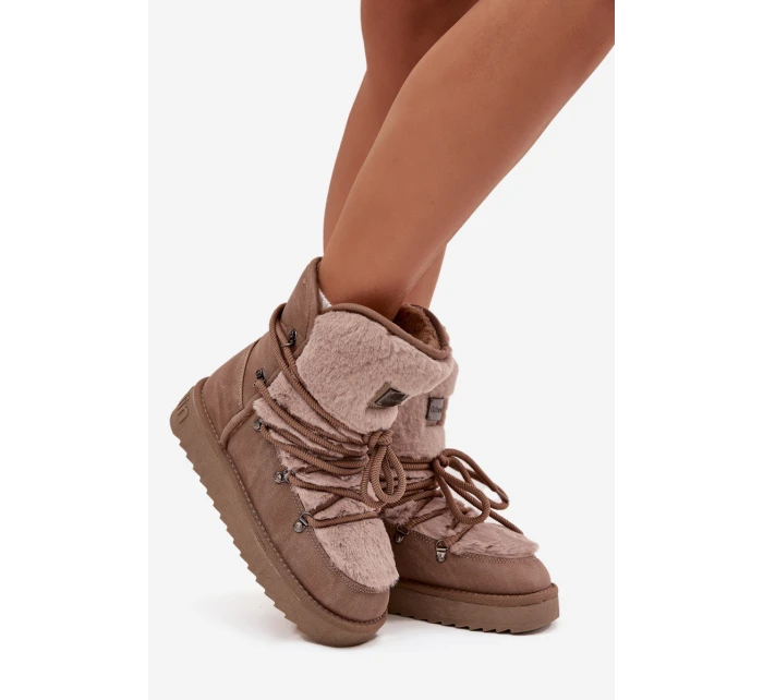 Dámské sněhule na platformě s kožešinou model 21714110 béžové - D.Franklin