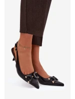 Dámské sandály na podpatku s ozdobným detailem černé Brienne