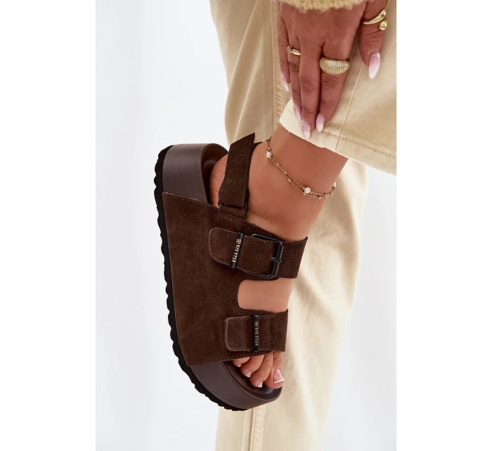 Semišové sandály na platformě Big Star TT274236 čokoládové Semišové sandály na platformě Big Star TT274236 čokoládové