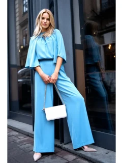 Kombinéza s širokými rukávy a zády  modrá model 20966219 - STYLOVE