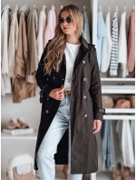 Dámský dlouhý kabát s páskem SLIMFOTA černý FashionStreet NY0747