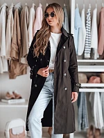 Dámský dlouhý kabát s páskem SLIMFOTA černý FashionStreet NY0747