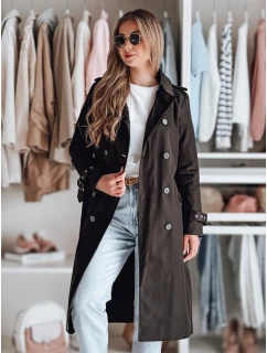 Dámský dlouhý kabát s páskem SLIMFOTA černý FashionStreet NY0747