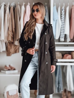 Dámský dlouhý kabát s páskem SLIMFOTA černý FashionStreet NY0747