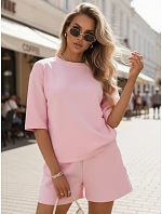 Dámský letní pruhovaný komplet Polský výrobek růžový FashionStreet AY1161