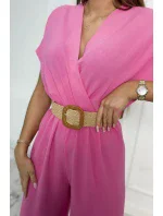 Kombinéza s ozdobným páskem v pase světle růžová Kombinéza s ozdobným páskem v pase světle růžová