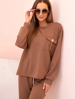 Komplet dámský máslový mikina a kalhoty s gumou camelový