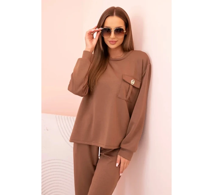 Komplet dámský máslový mikina a kalhoty s gumou camelový Komplet dámský máslový mikina a kalhoty s gumou camelový