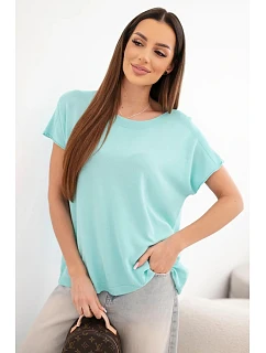 Dámská viskózová oversize halenka s krátkým rukávem a kulatým výstřihem mátová