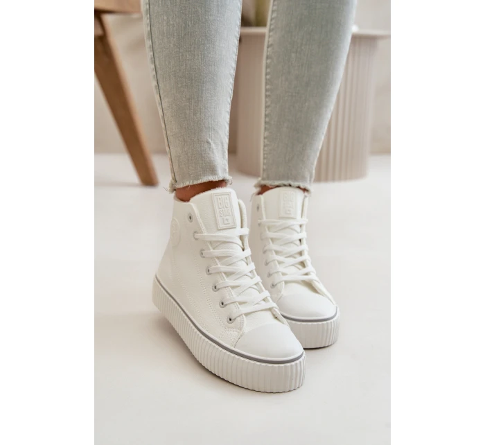 Dámské Zateplené Tenisky Z Eko Kůže Big Star OO274788 Bílé Dámské Zateplené Tenisky Z Eko Kůže Big Star OO274788 Bílé