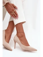 Dámské lodičky z eko semiše béžové Elvessa