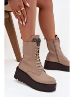 Kožené dámské kotníky s ozdobou vyhřívané béžové Ulrika Kožené dámské kotníky s ozdobou vyhřívané béžové Ulrika