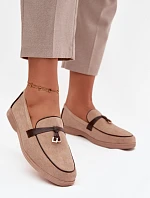 Mokasyny Loafersy Dámské Z Eko Zamszu Béžové Darwen