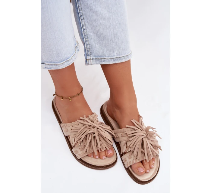 Dámské pantofle Béžové S Fringing Glorinna