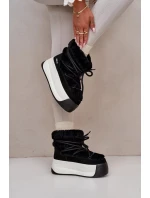 Kožené Dámské Sněhule Na Silné Podešvi S Kožešinou Big Star Černé Kožené Dámské Sněhule Na Silné Podešvi S Kožešinou Big Star Černé