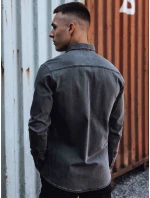 Pánská tmavě šedá džínová košile FashionStreet DX2588