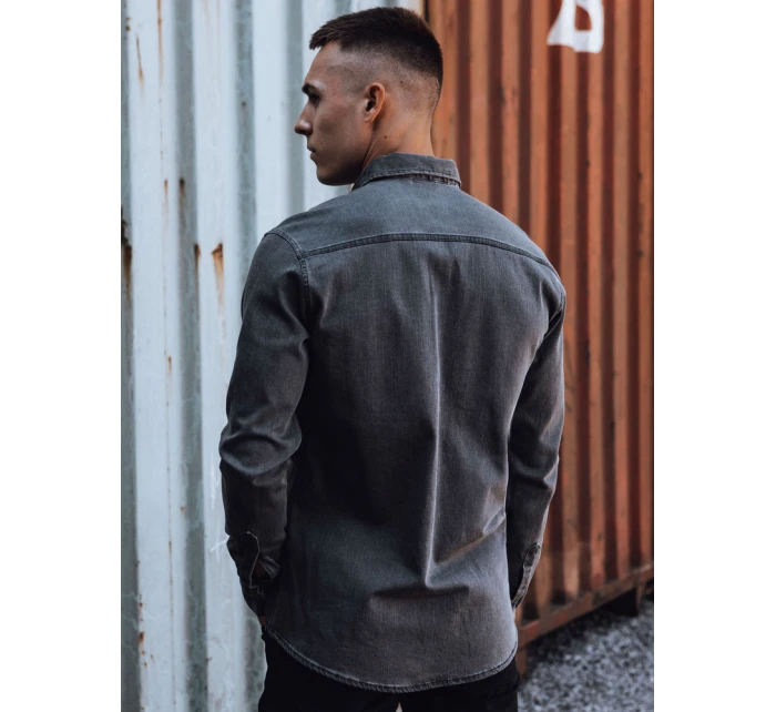 Pánská tmavě šedá džínová košile FashionStreet DX2588