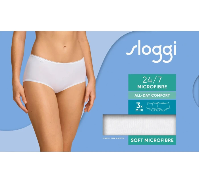 sloggi 24/7 Microfibre Midi C3P - WHITE - SLOGGI WHITE - SLOGGI