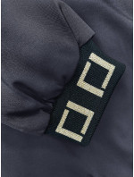 Tmavě modrá krátká bunda s ozdobnými stahovacími lemy (16M9083-215)