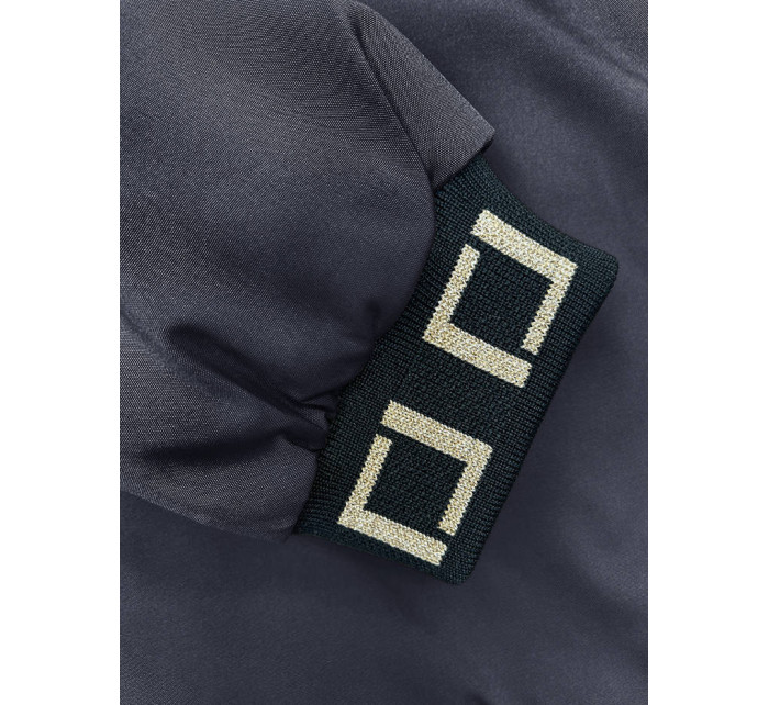 Tmavě modrá krátká bunda s ozdobnými stahovacími lemy (16M9083-215)