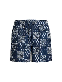 Jack&Jones pánské plavecké šortky JPSTMAUI SHELL AOP SWIM SHORTS REG 12291808 PAGEENT BLUE