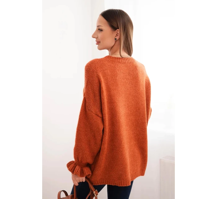 Dámský svetr s příměsí mohairu a vlny volného střihu model 21915281 - K-Fashion